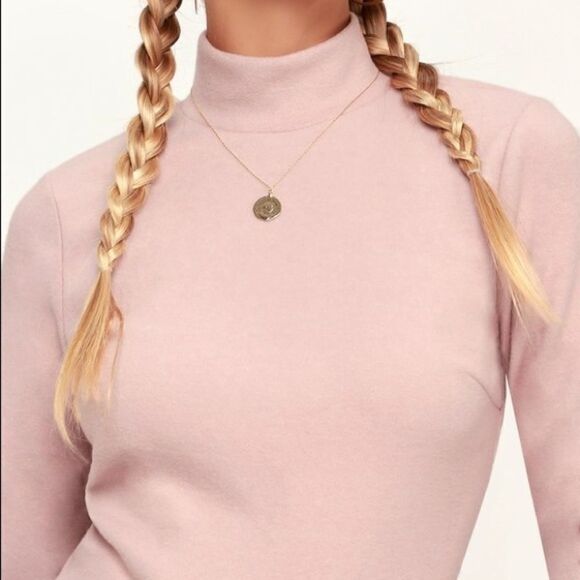 Lulus All Bundled Up Pink Fleece Mock Neck L - Picture 3 of 4